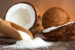 Coconut butter is processed to produce coconut oil